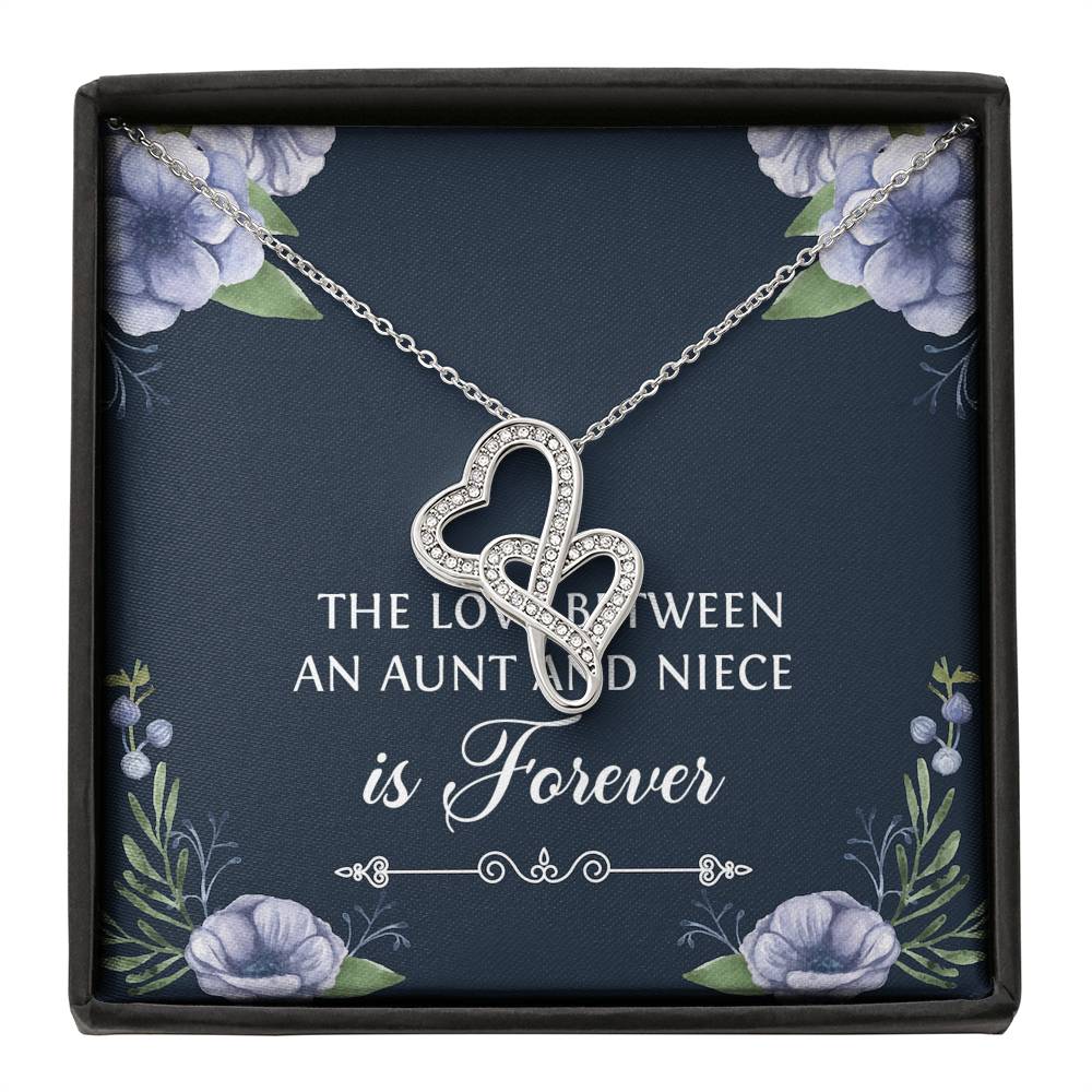 To My Niece  Gifts, The Love Between an Aunt and Niece, Double Heart Necklace For Women, Birthday Present Idea From Aunt