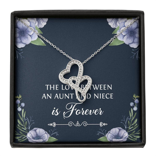 To My Niece  Gifts, The Love Between an Aunt and Niece, Double Heart Necklace For Women, Birthday Present Idea From Aunt