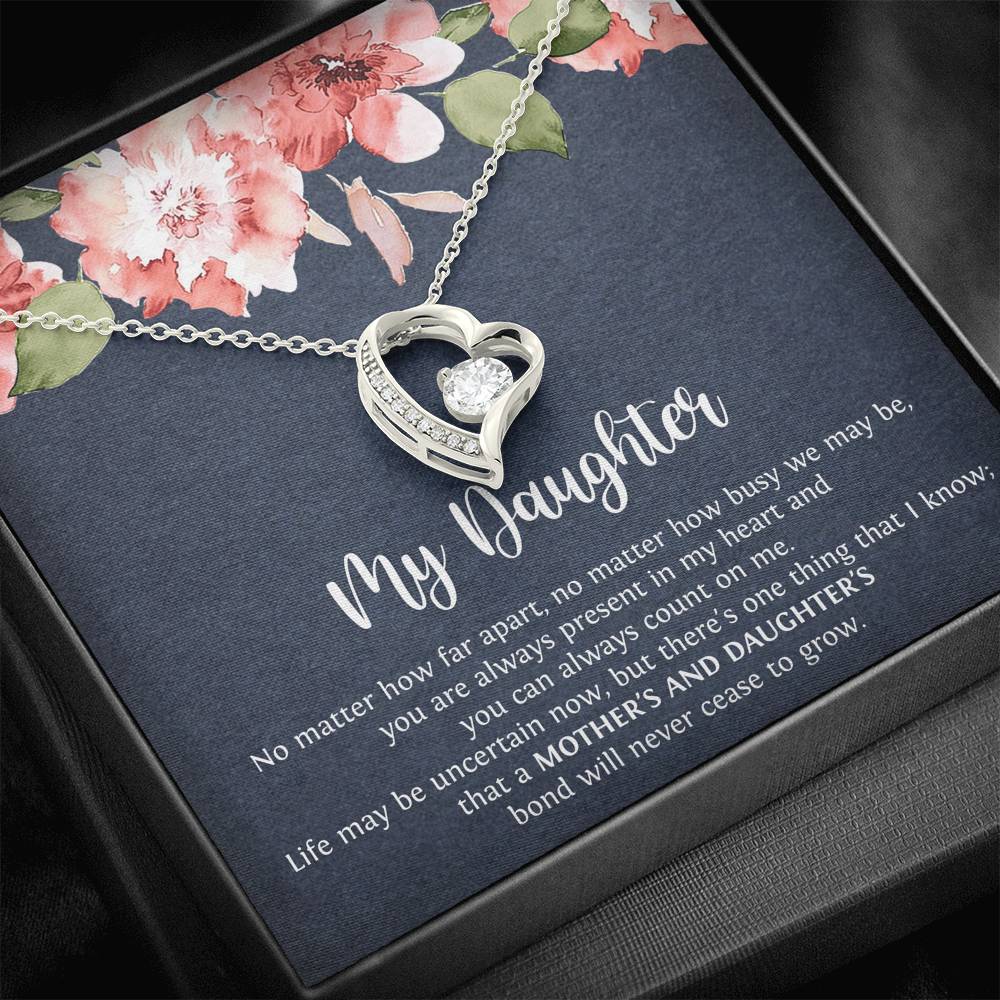 To My Daughter Gifts, No Matter How Far Apart, Forever Love Heart Necklace For Women, Birthday Present Idea From Mom