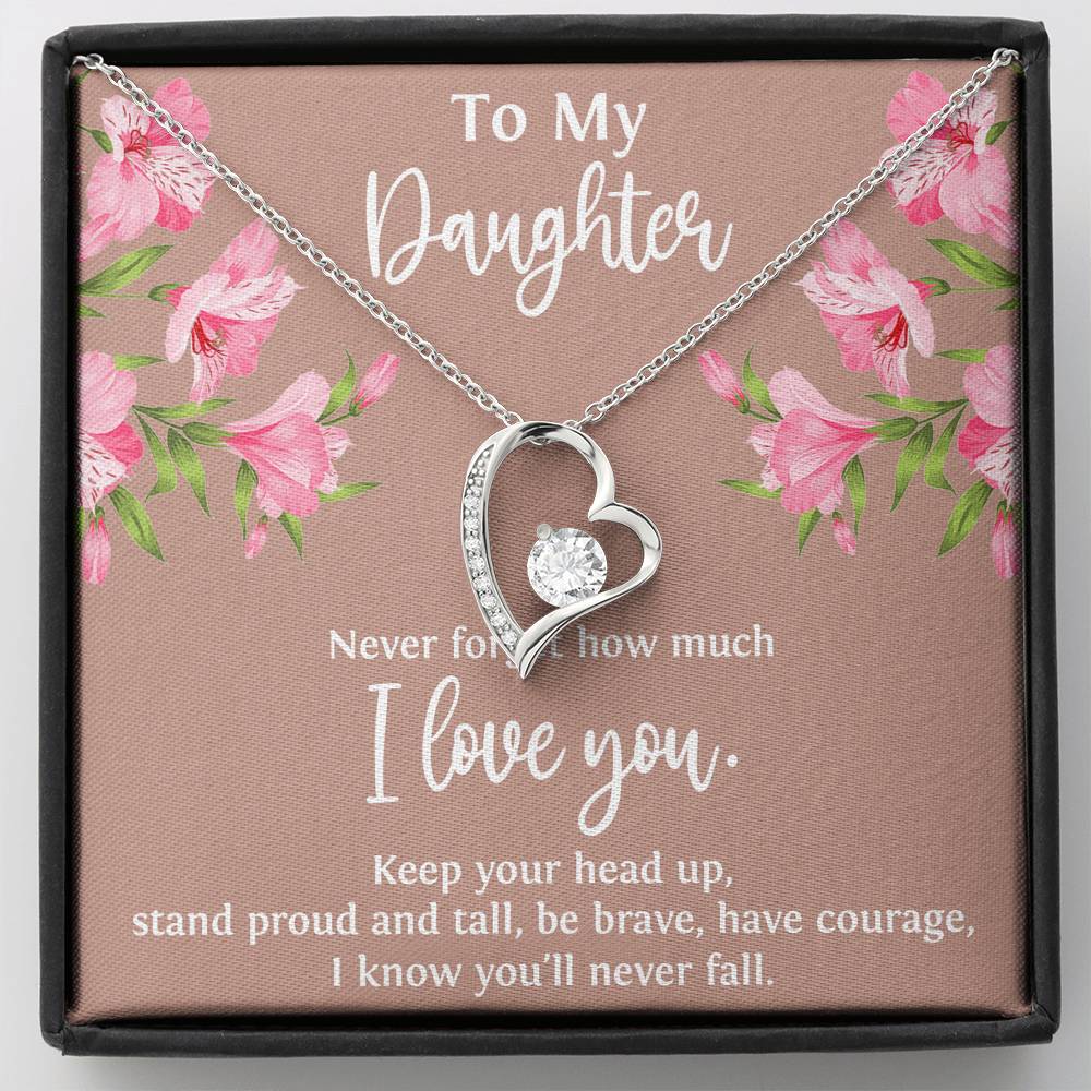To My Daughter Gifts, Never Forget How Much I Love You, Forever Love Heart Necklace For Women, Birthday Present Ideas From Mom Dad