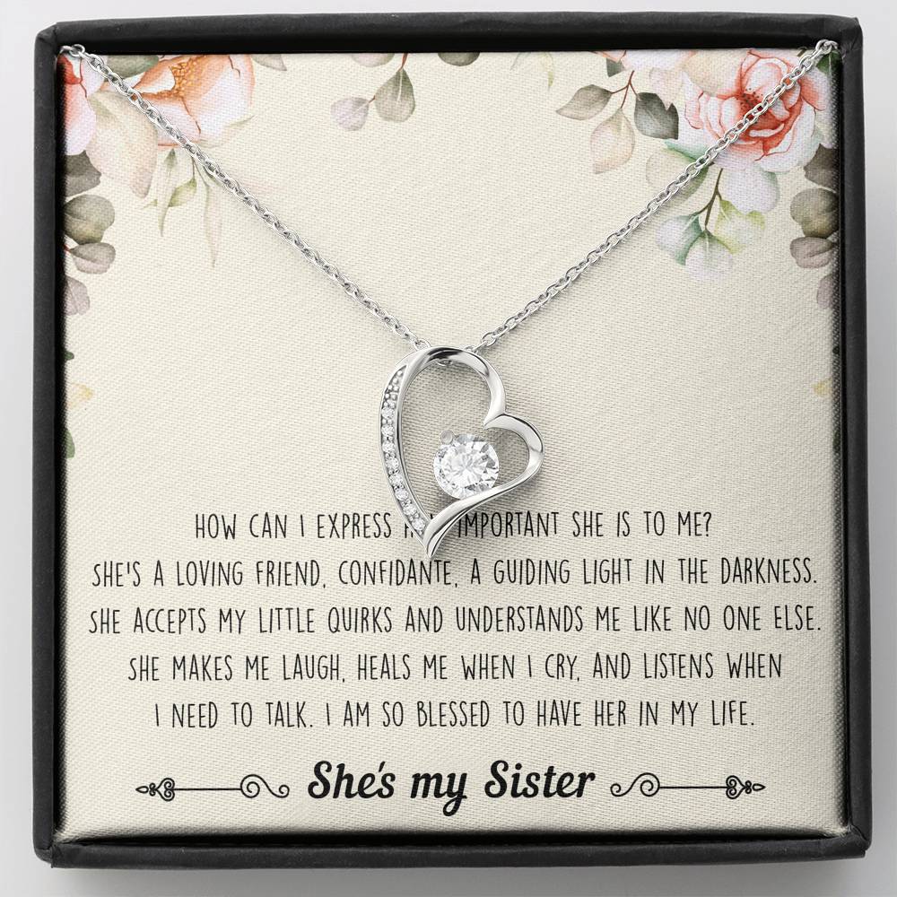 To My Sister Gifts, I Am Blessed To Have Her In My Life, Forever Love Heart Necklace For Women, Birthday Present Ideas From Sister Brother