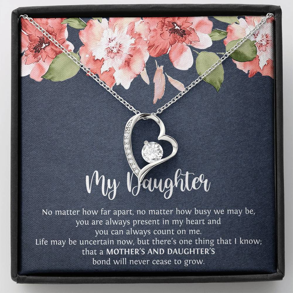 To My Daughter Gifts, No Matter How Far Apart, Forever Love Heart Necklace For Women, Birthday Present Idea From Mom