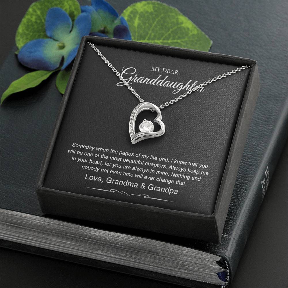 To My Granddaughter Gifts From Grandma Grandpa, Someday When The Pages Of My Life End, Forever Love Necklace For Women, Birthday Present Idea From Grandmother Grandfather