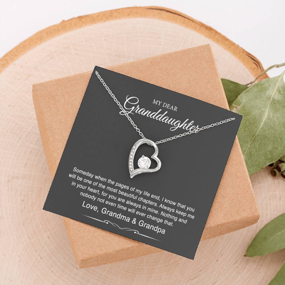 To My Granddaughter Gifts From Grandma Grandpa, Someday When The Pages Of My Life End, Forever Love Necklace For Women, Birthday Present Idea From Grandmother Grandfather