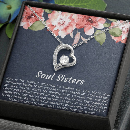 To My Best Friend Gifts, Soul Sisters, Forever Love Heart Necklace For Women, Birthday Present Idea From Bestie