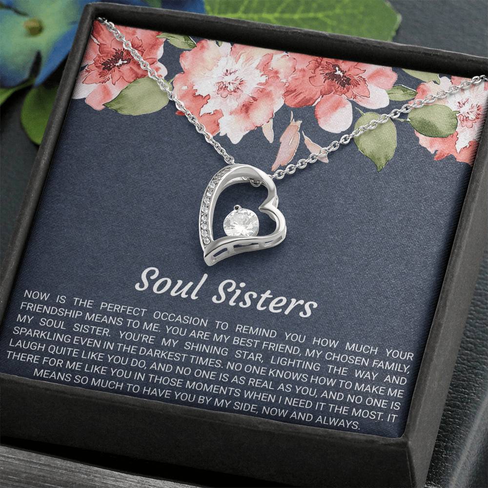 To My Best Friend Gifts, Soul Sisters, Forever Love Heart Necklace For Women, Birthday Present Idea From Bestie