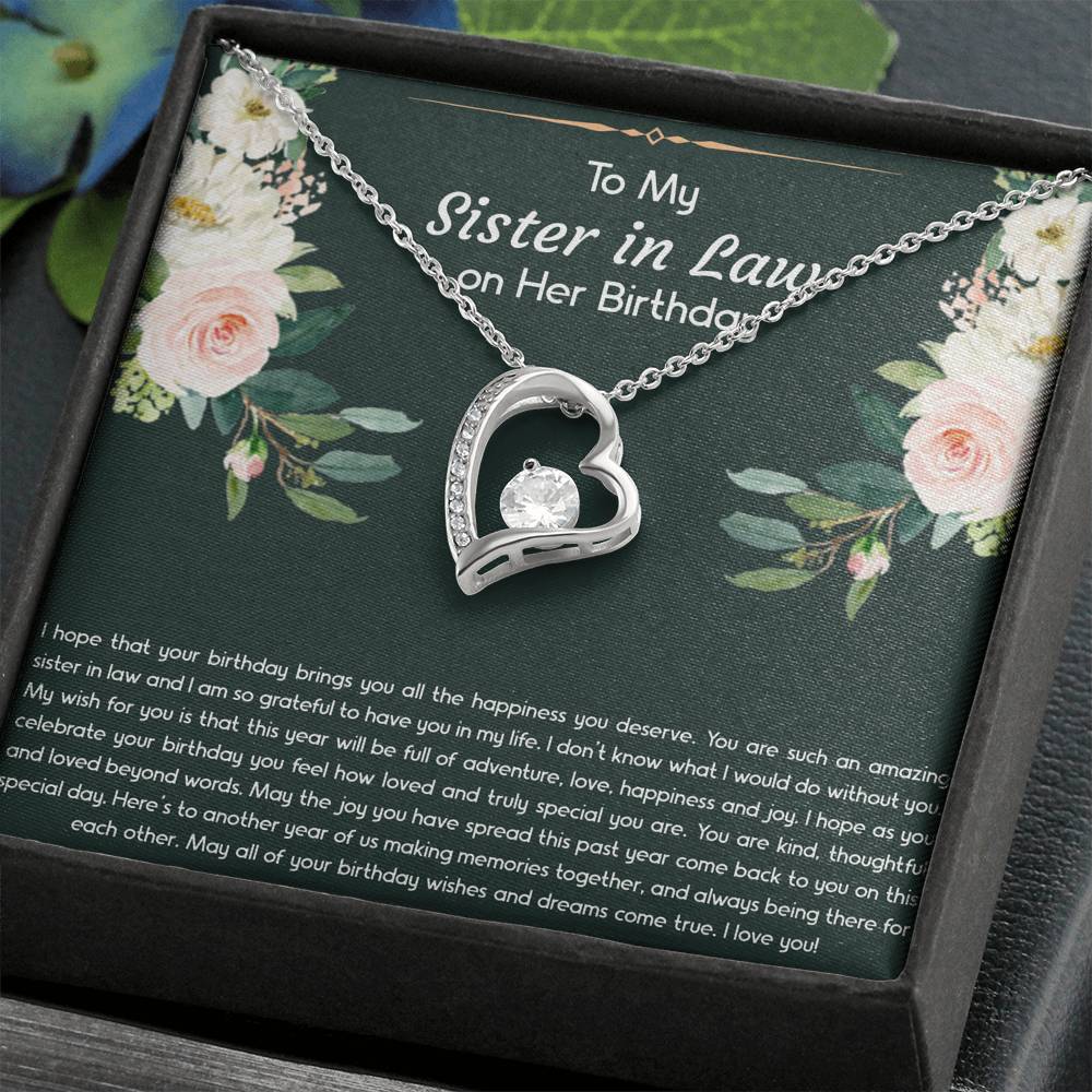 To My Sister-in-law Gifts, I Hope Your Birthday Brings You Happiness, Forever Love Heart Necklace For Women, Birthday Present Idea From Sister