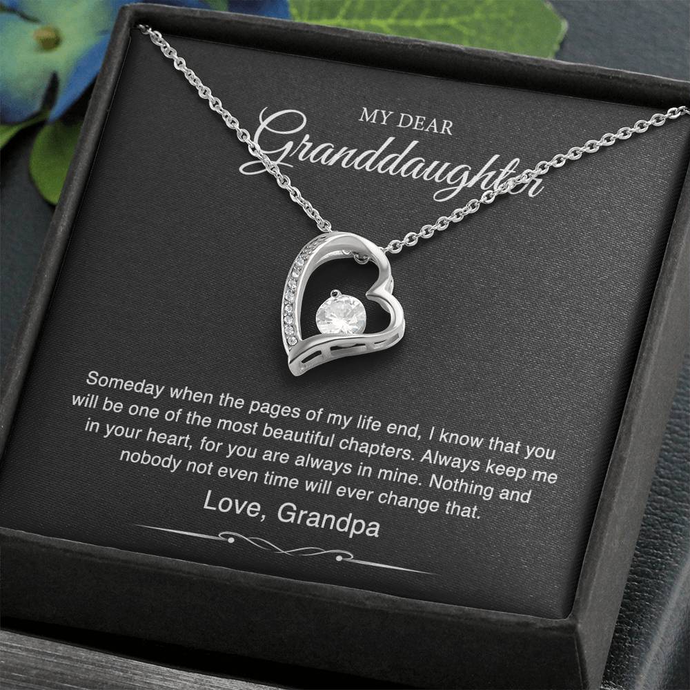 To My Granddaughter Gifts From Grandpa, Someday When The Pages Of My Life End, Forever Love Necklace For Women, Birthday Present Idea From Grandfather