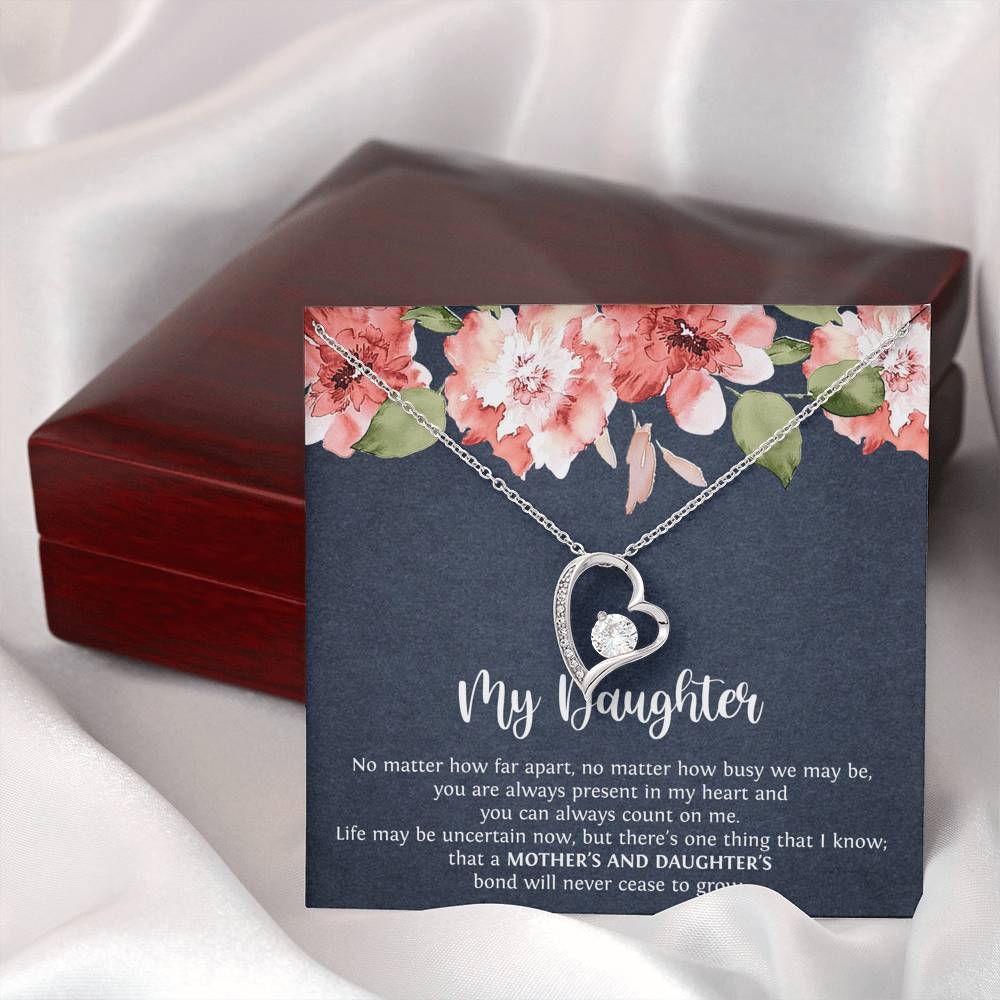 To My Daughter Gifts, No Matter How Far Apart, Forever Love Heart Necklace For Women, Birthday Present Idea From Mom