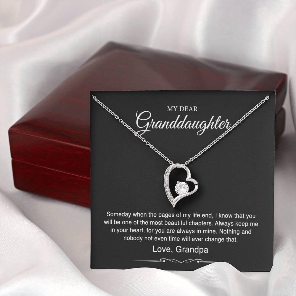 To My Granddaughter Gifts From Grandpa, Someday When The Pages Of My Life End, Forever Love Necklace For Women, Birthday Present Idea From Grandfather