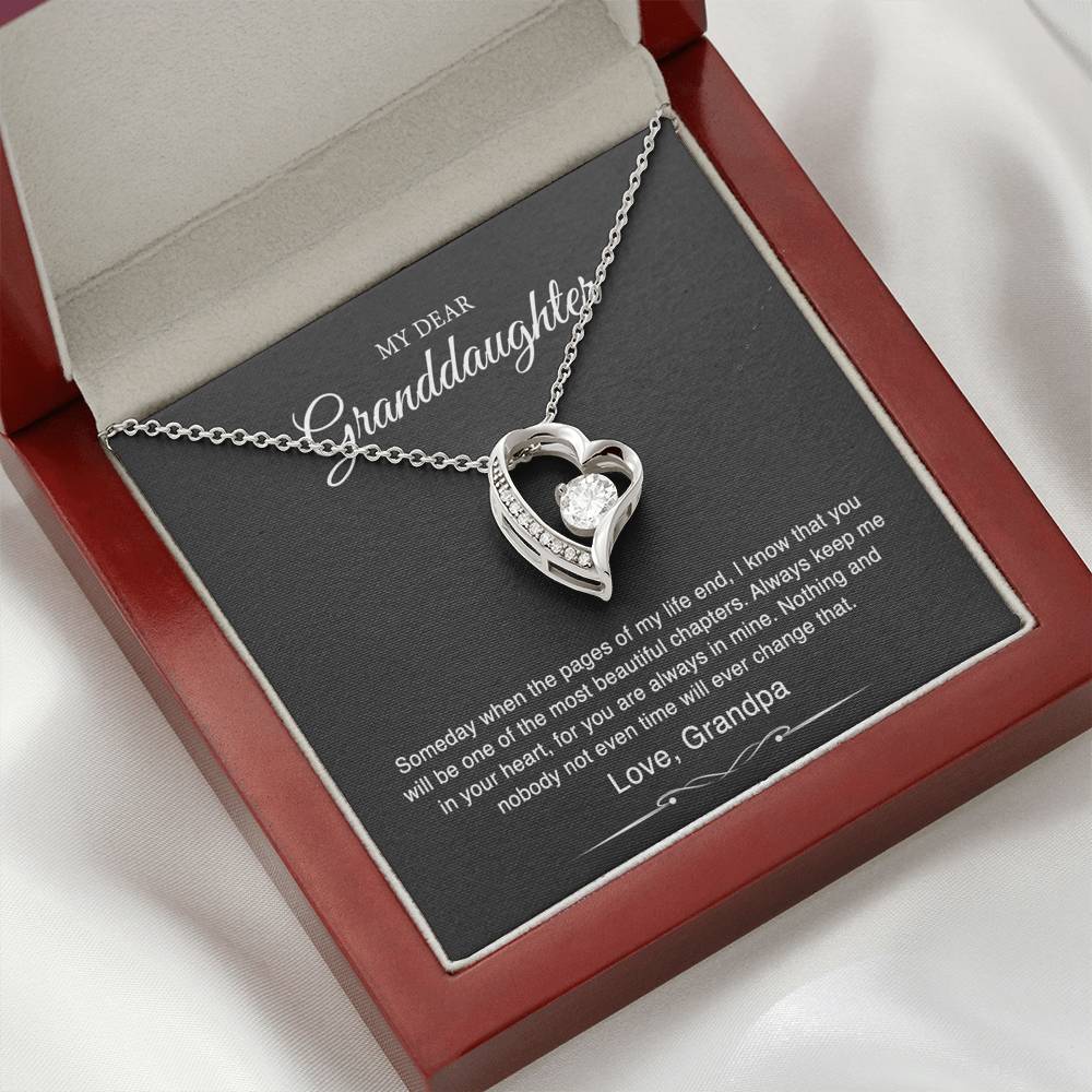 To My Granddaughter Gifts From Grandpa, Someday When The Pages Of My Life End, Forever Love Necklace For Women, Birthday Present Idea From Grandfather