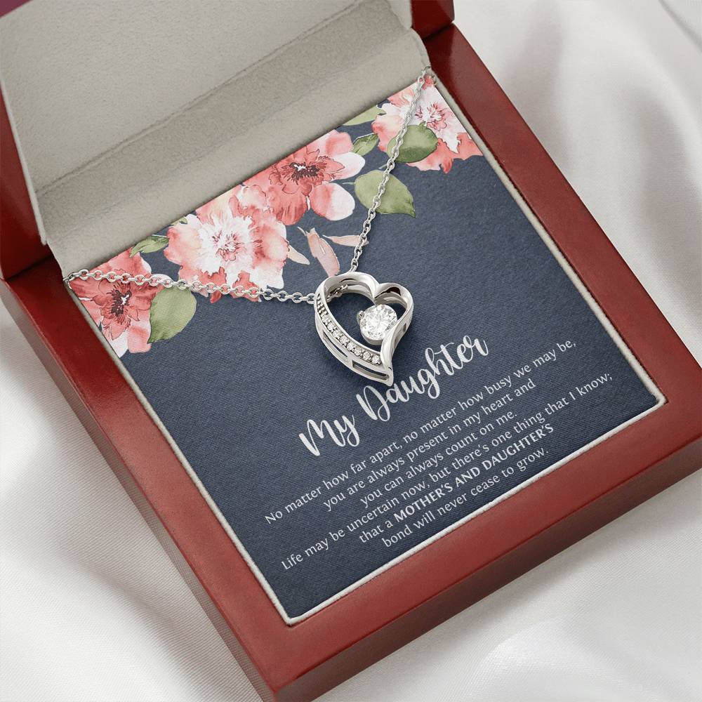 To My Daughter Gifts, No Matter How Far Apart, Forever Love Heart Necklace For Women, Birthday Present Idea From Mom