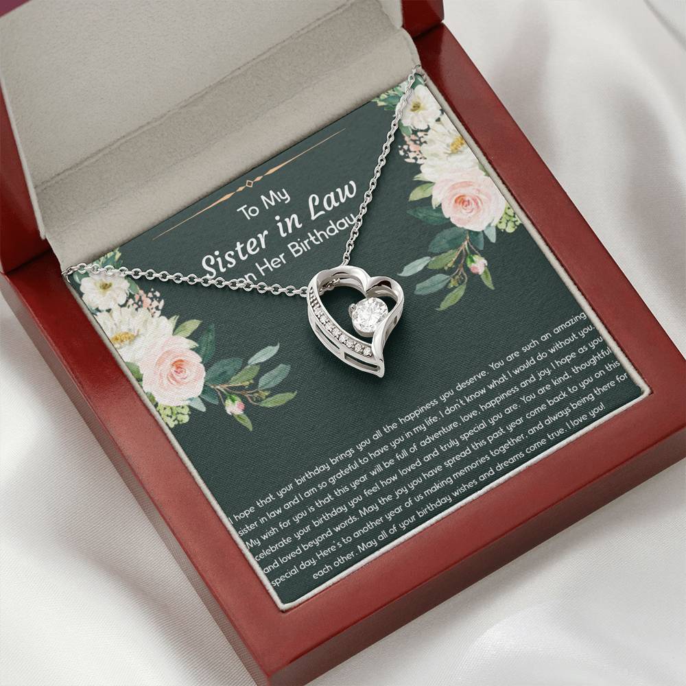To My Sister-in-law Gifts, I Hope Your Birthday Brings You Happiness, Forever Love Heart Necklace For Women, Birthday Present Idea From Sister