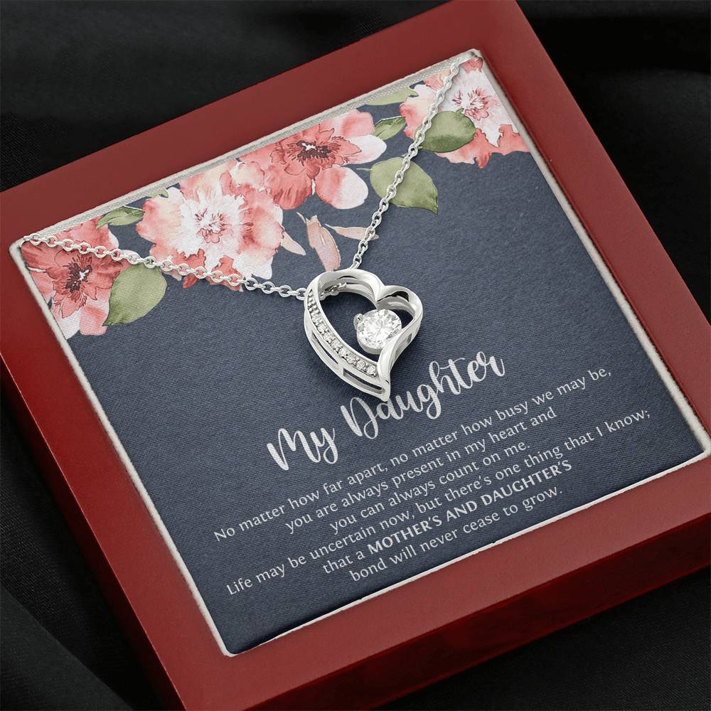 To My Daughter Gifts, No Matter How Far Apart, Forever Love Heart Necklace For Women, Birthday Present Idea From Mom