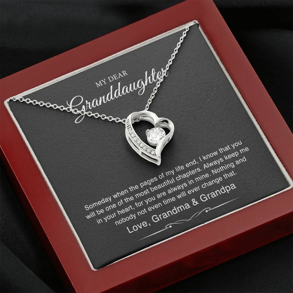 To My Granddaughter Gifts From Grandma Grandpa, Someday When The Pages Of My Life End, Forever Love Necklace For Women, Birthday Present Idea From Grandmother Grandfather