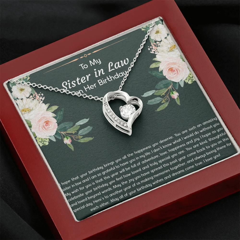 To My Sister-in-law Gifts, I Hope Your Birthday Brings You Happiness, Forever Love Heart Necklace For Women, Birthday Present Idea From Sister