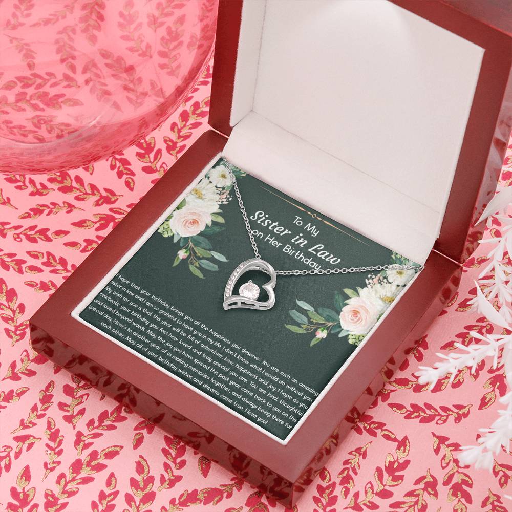To My Sister-in-law Gifts, I Hope Your Birthday Brings You Happiness, Forever Love Heart Necklace For Women, Birthday Present Idea From Sister