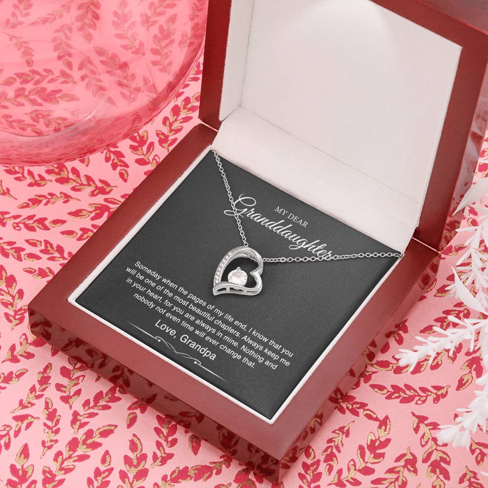To My Granddaughter Gifts From Grandpa, Someday When The Pages Of My Life End, Forever Love Necklace For Women, Birthday Present Idea From Grandfather