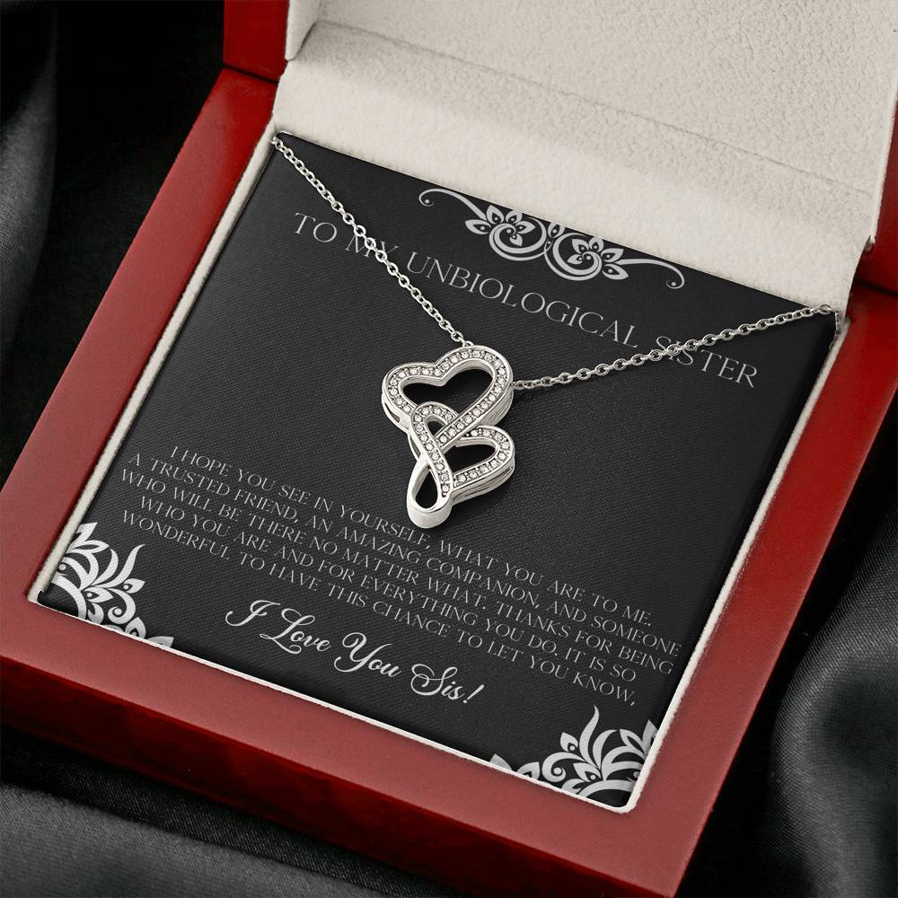 To My Unbiological Sister Gifts, I Hope You See in Yourself, Double Heart Necklace For Women, Birthday Present Idea From Sister-in-law