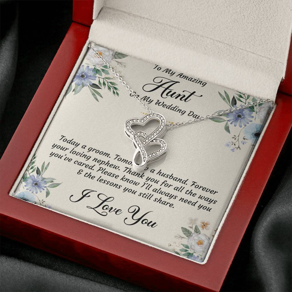 Aunt of the Groom Gifts, Forever Your Nephew, Double Heart Necklace For Women, Wedding Day Thank You Ideas From Groom