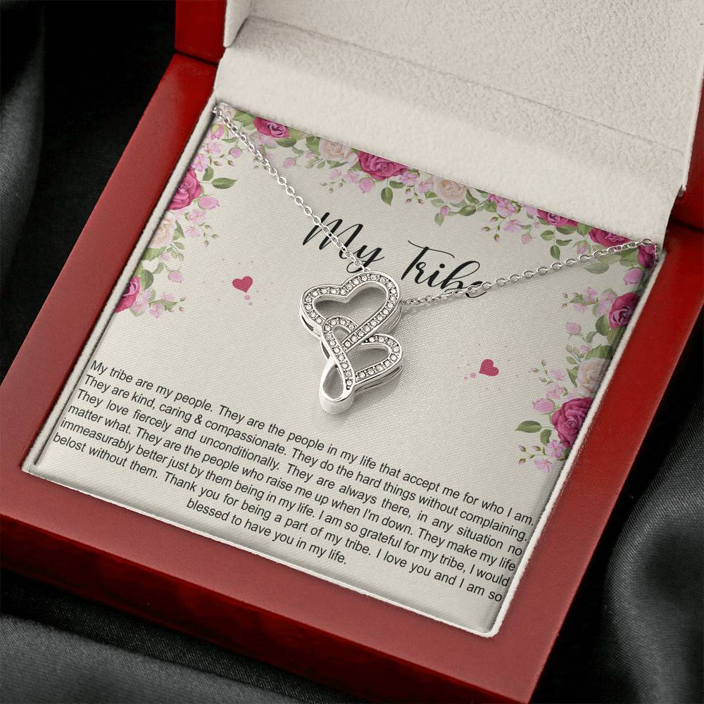 To My Best Friend Gifts, My Tribe, Double Heart Necklace For Women, Birthday Present Idea From Bestie