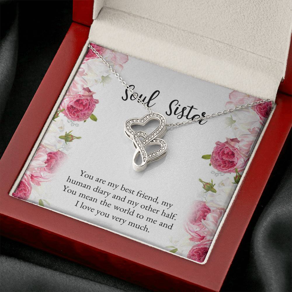 To My Best Friend Gifts, You Mean The World To Me, Double Heart Necklace For Women, Birthday Present Idea From Bestie