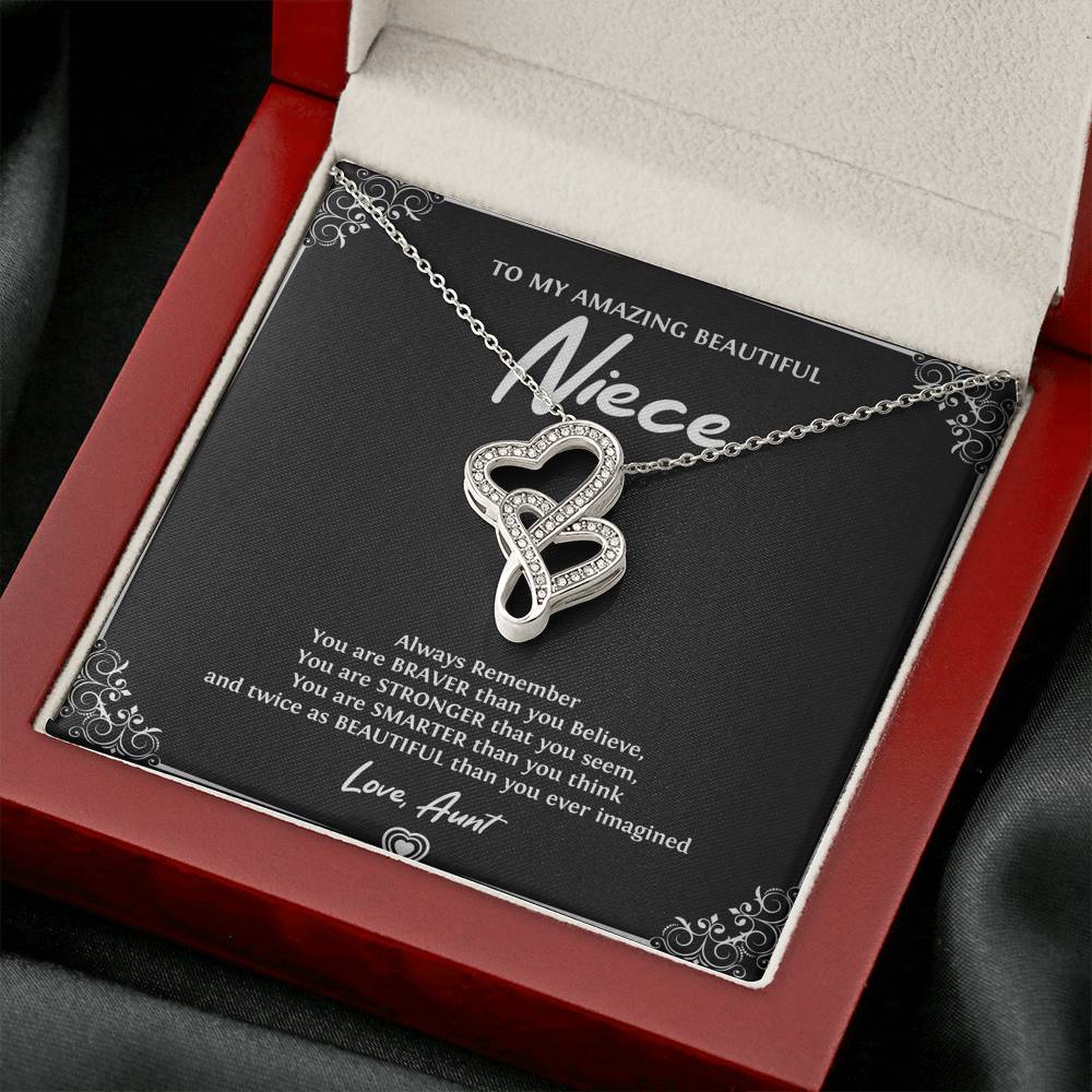 To My Niece  Gifts, Always Remember, Double Heart Necklace For Women, Birthday Present Idea From Aunt