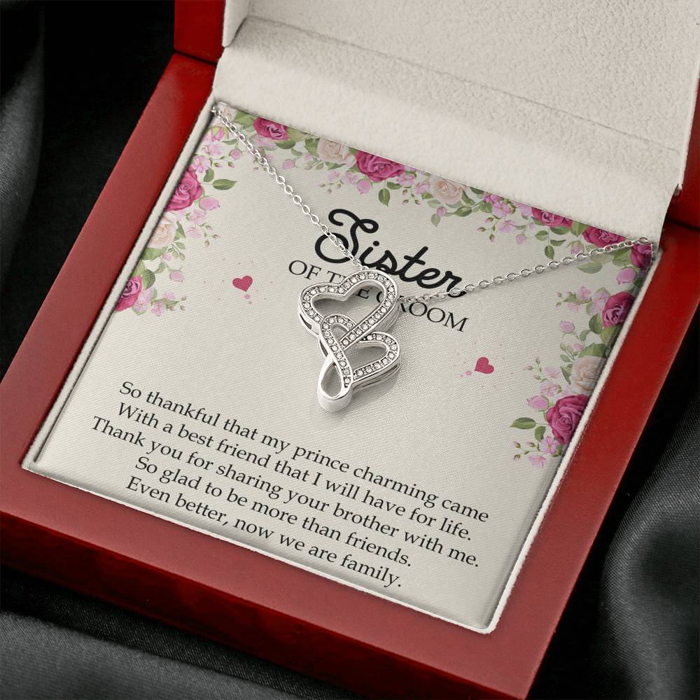 Sister Of The Groom Gifts, So Glad To Be More Than Friends, Double Heart Necklace For Women, Wedding Day Thank You Ideas From Bride