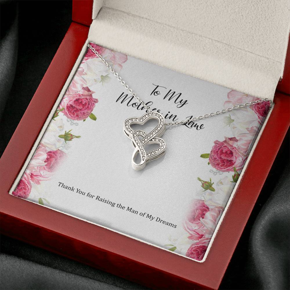 To My Mother-in-Law Gifts, Raising The Man Of My Dreams, Double Heart Necklace For Women, Birthday Mothers Day Present From Daughter-in-law