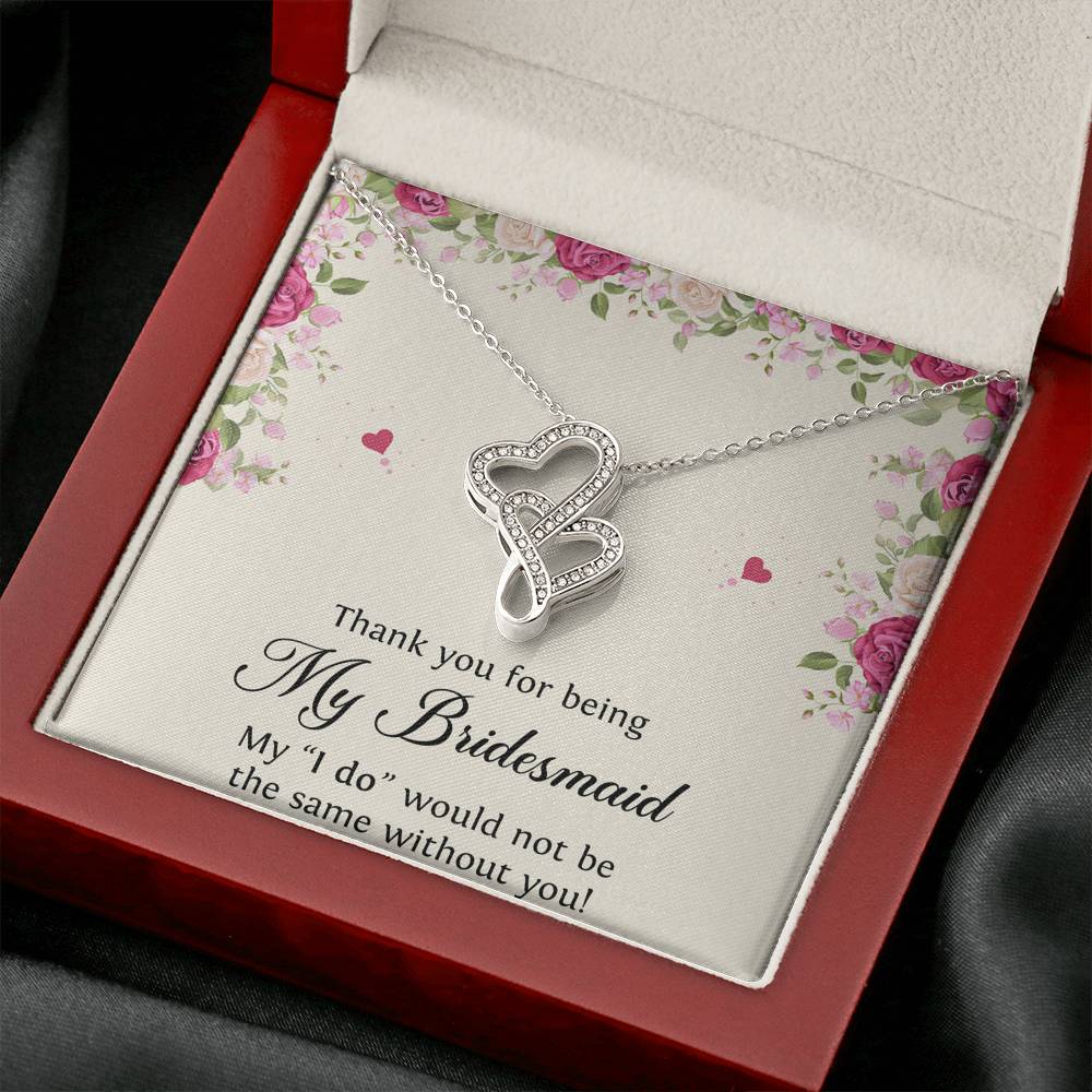 To My Bridesmaid Gifts, Thank You , Double Heart Necklace For Women, Wedding Day Thank You Ideas From Bride