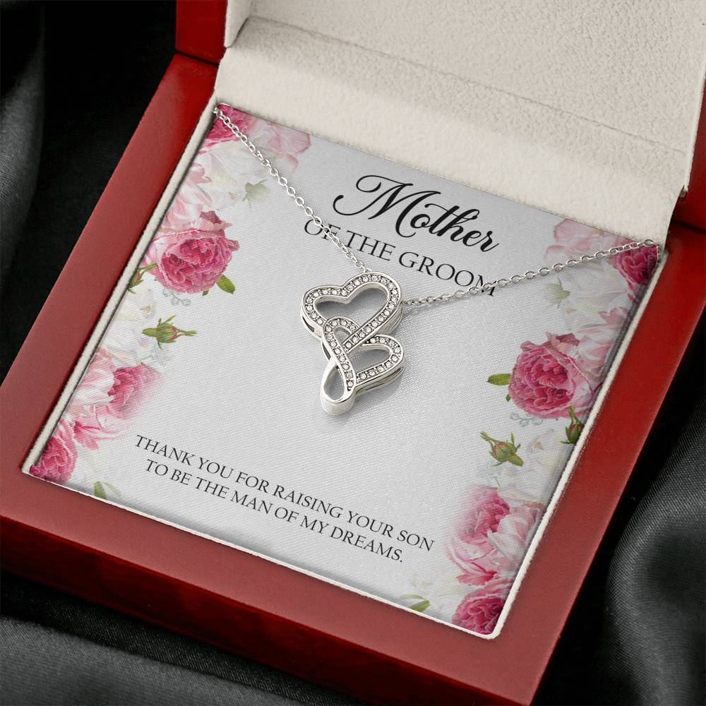 Mom of the Groom Gifts, Thank You For Raising Your Son, Double Heart Necklace For Women, Wedding Day Thank You Ideas From Bride