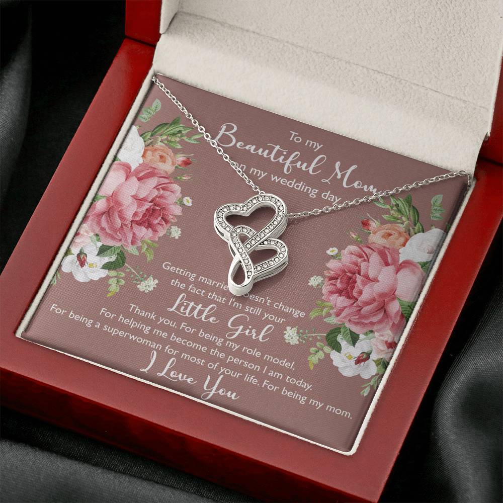 To My Mom Gifts, Thank You, Double Heart Necklace For Women, Wedding Day Thank You Ideas From Daughter