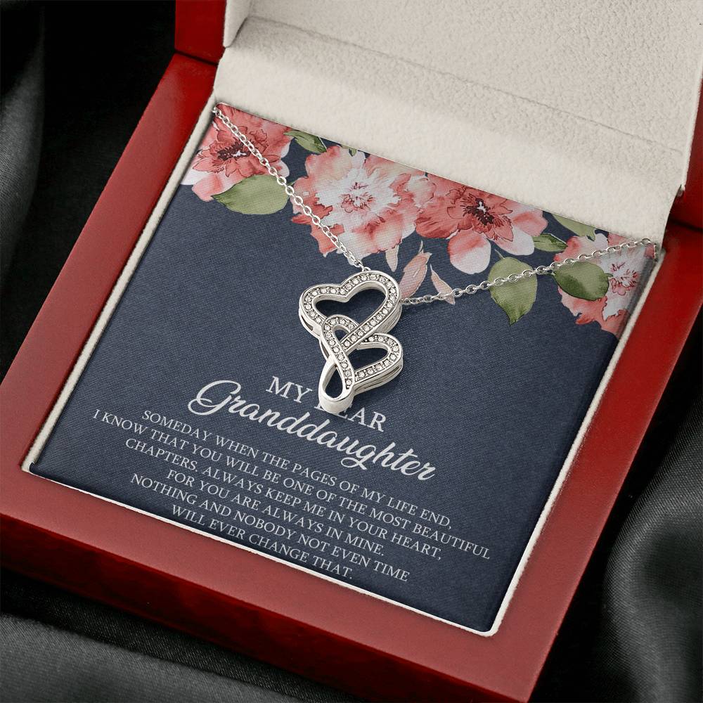 To My Granddaughter Gifts, Someday When The Pages Of My Life End, Double Heart Necklace For Women, Birthday Present Idea From Grandma Grandpa