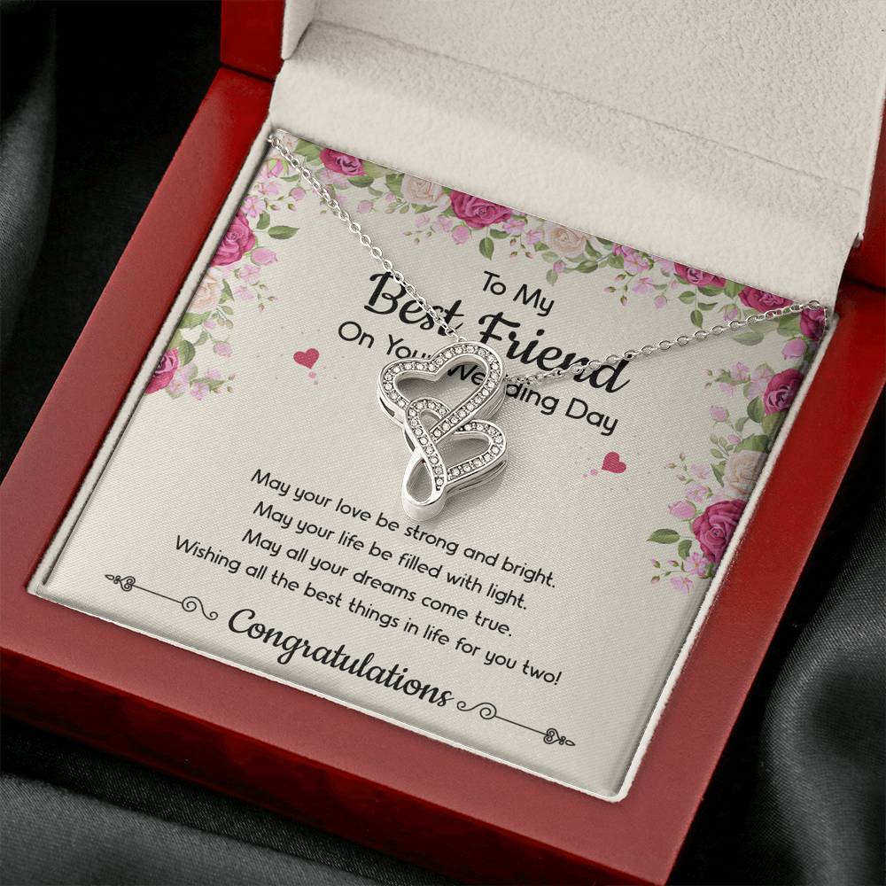 Bride Gifts, May Your Love Be Strong And Bright, Double Heart Necklace For Women, Wedding Day Thank You Ideas From Best Friend