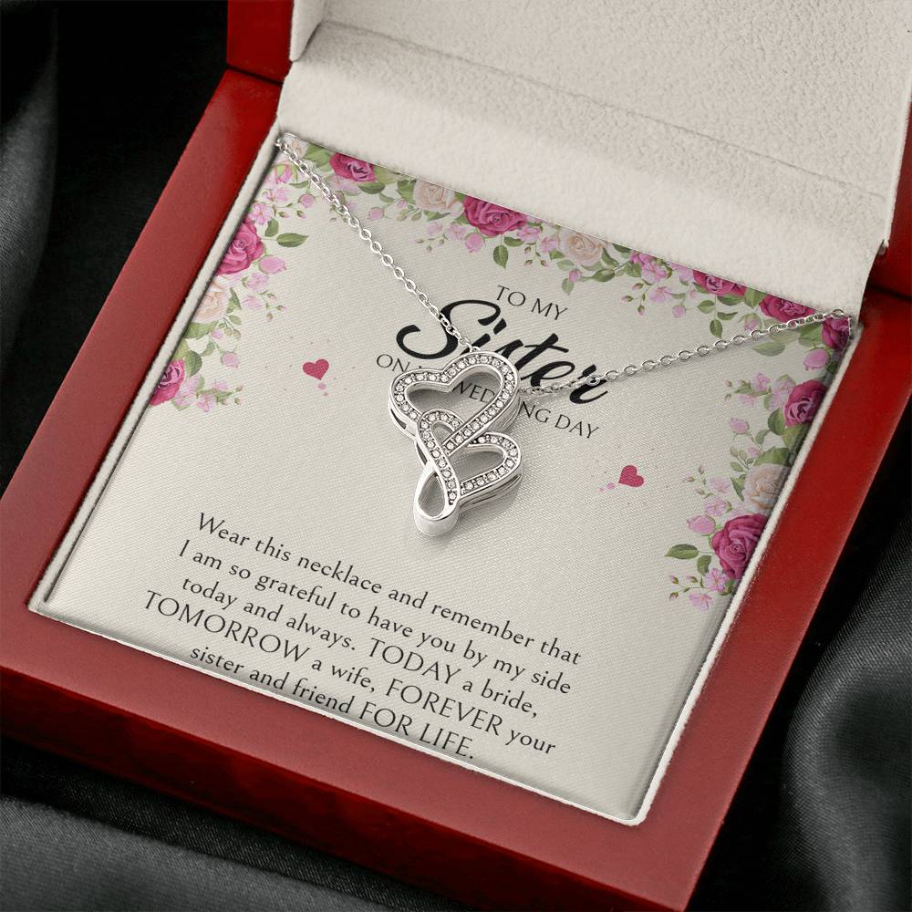 Sister of the Bride Gifts, I Am So Grateful To Have You, Double Heart Necklace For Women, Wedding Day Thank You Ideas From Bride