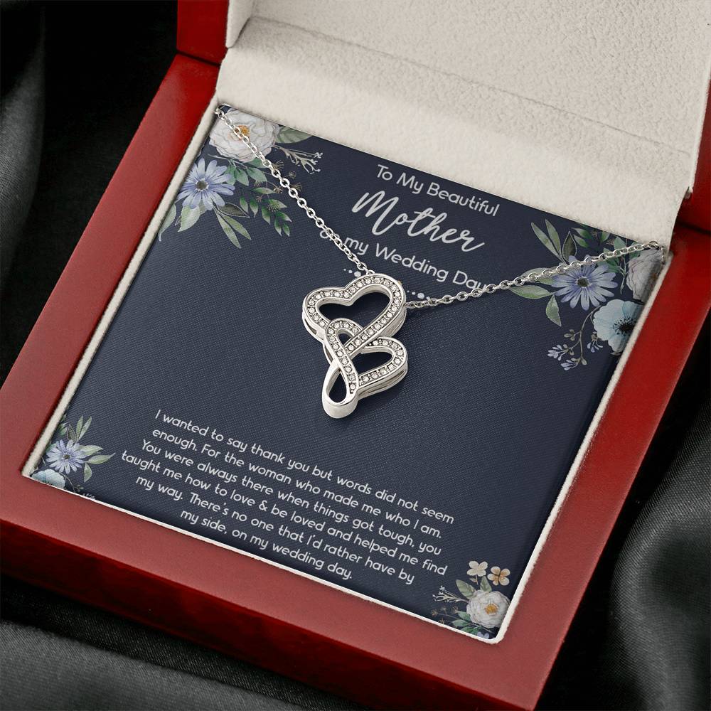 To My Mom of the Bride Gifts, I Wanted To Say Thank You, Double Heart Necklace For Women, Wedding Day Thank You Ideas From Bride