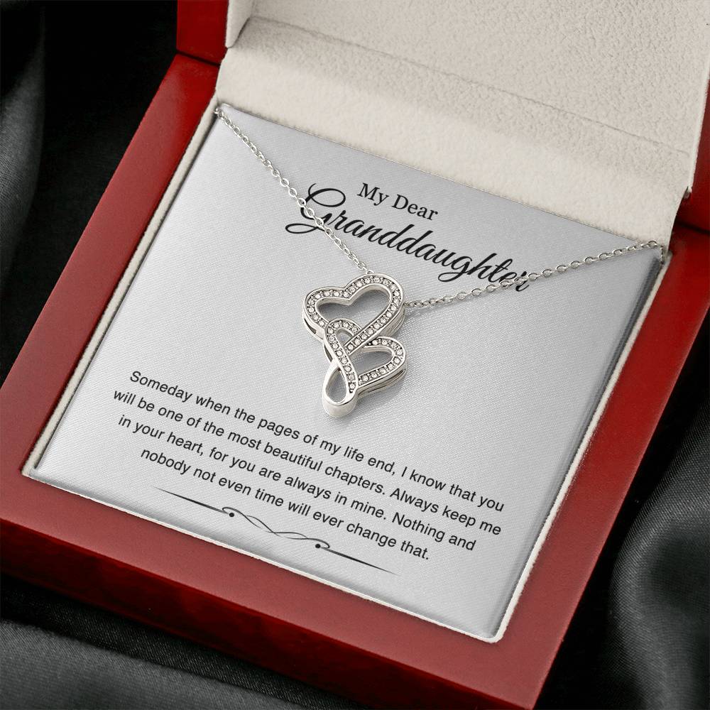 To My Granddaughter Gifts, Someday When The Pages Of My Life End, Double Heart Necklace For Women, Birthday Present Idea From Grandma Grandpa