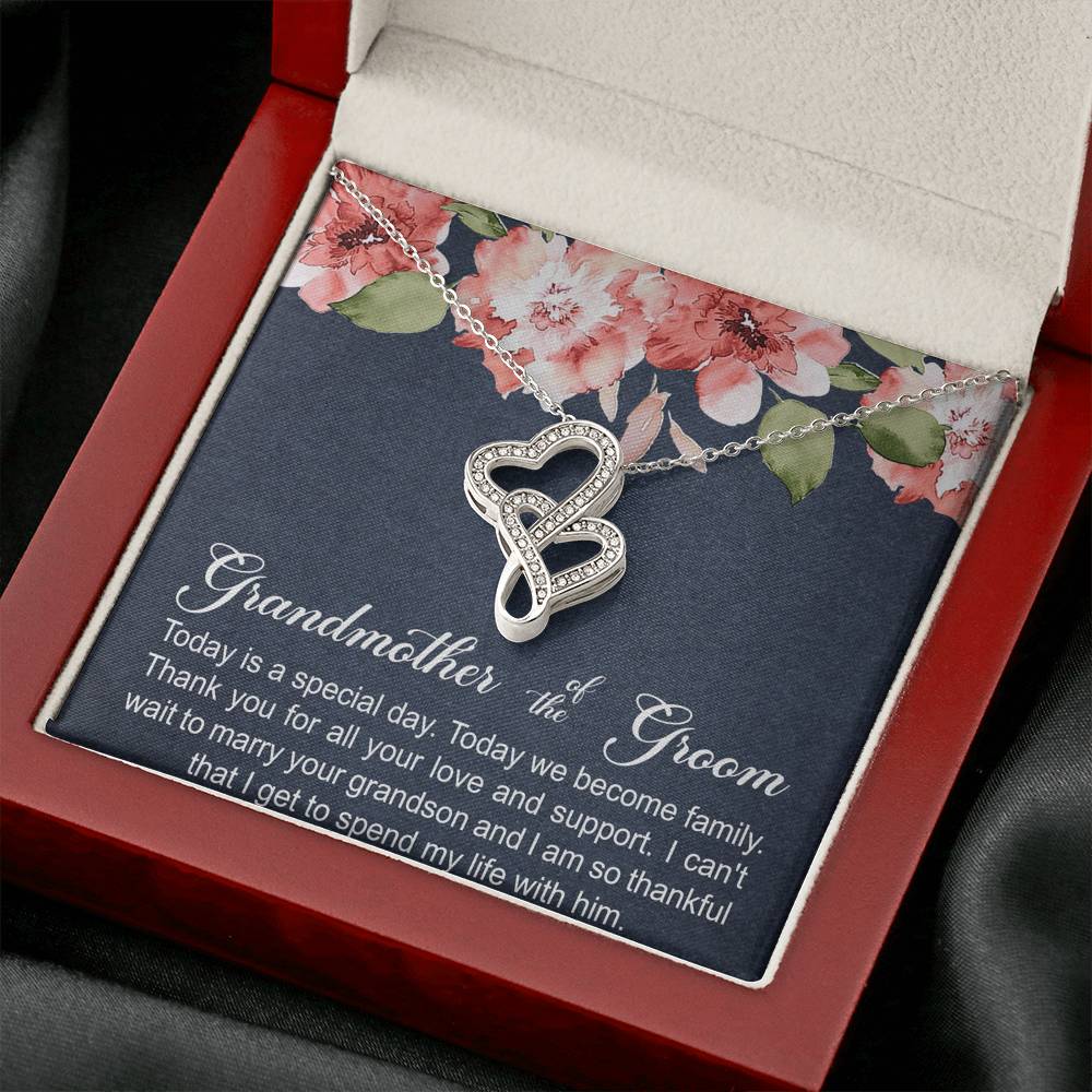 Grandmother of the Groom Gifts, Today Is A Special Day, Double Heart Necklace For Women, Wedding Day Thank You Ideas From Bride