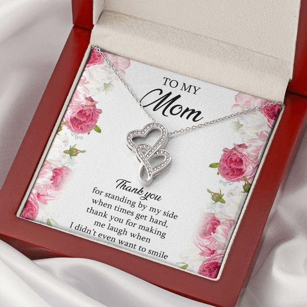 To My Mom Gifts, Thank You For Standing By My Side, Double Heart Necklace For Women, Birthday Mothers Day Present From Son Daughter