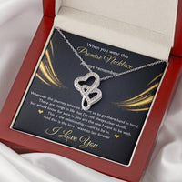 Load image into Gallery viewer, To My Girlfriend, When You Wear This Promise Necklace, Double Heart Necklace For Women, Anniversary Birthday Gifts From Boyfriend

