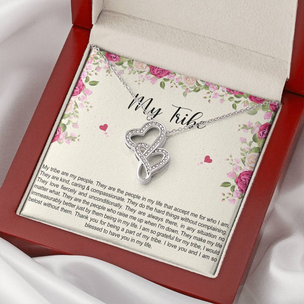 To My Best Friend Gifts, My Tribe, Double Heart Necklace For Women, Birthday Present Idea From Bestie
