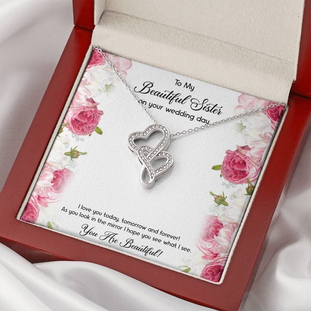 Bride Gifts, You Are Beautiful, Double Heart Necklace For Women, Wedding Day Thank You Ideas From Sister