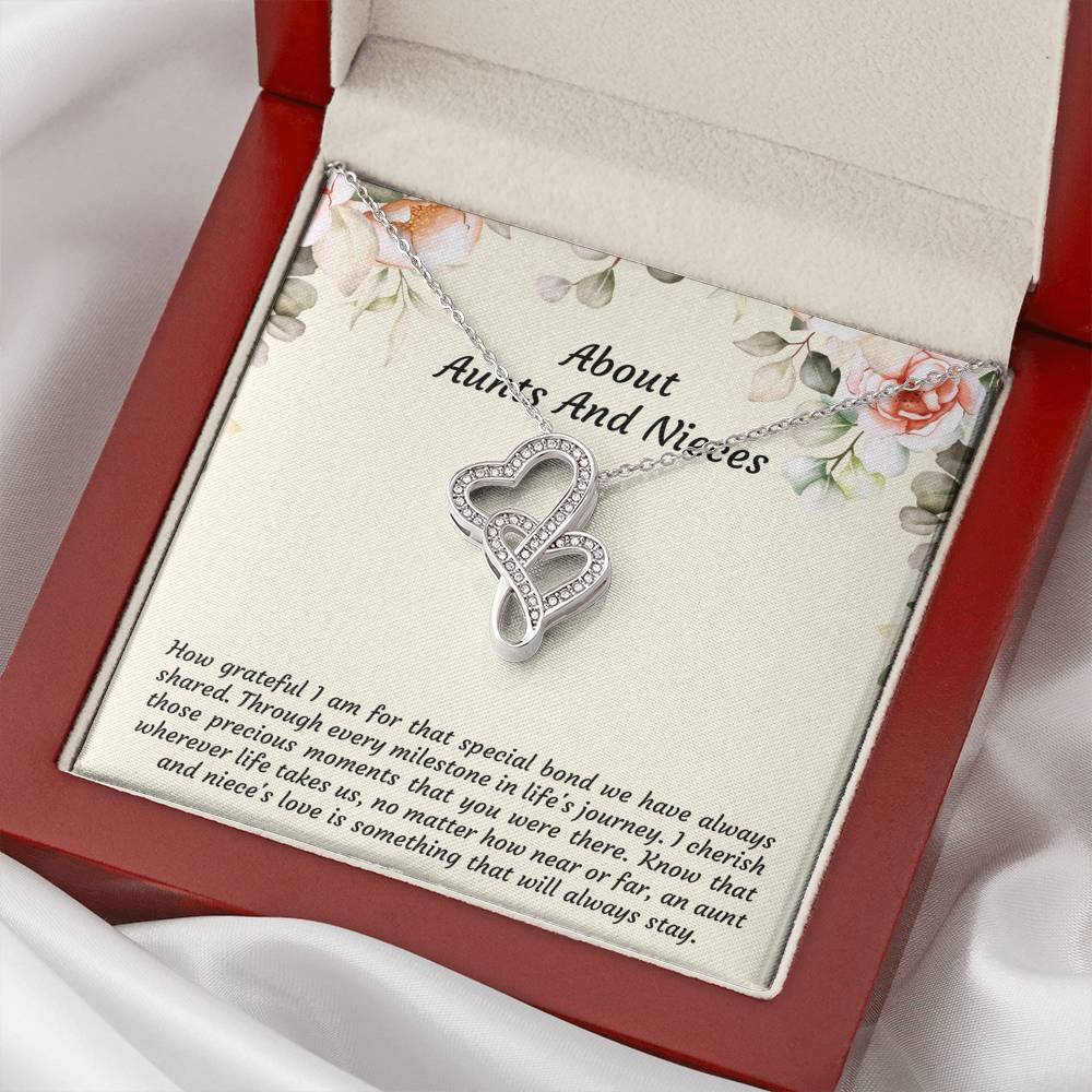 To My Niece Gifts, How Grateful I Am For That Special Bond, Double Heart Necklace For Women, Niece Birthday Present From Aunt