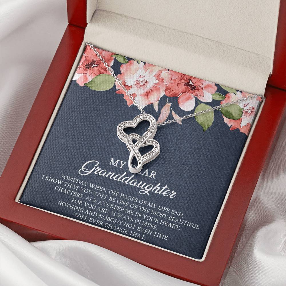 To My Granddaughter Gifts, Someday When The Pages Of My Life End, Double Heart Necklace For Women, Birthday Present Idea From Grandma Grandpa
