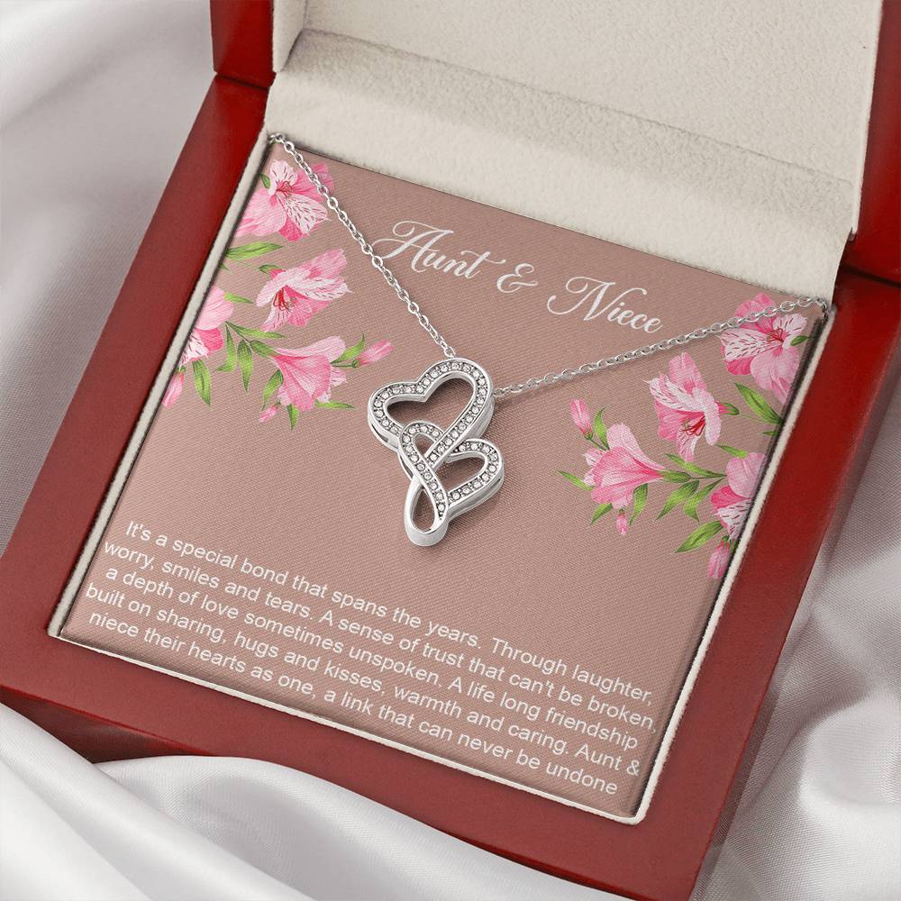 To My Aunt Gifts, Special Bond, Double Heart Necklace For Women, Aunt Birthday Present From Niece
