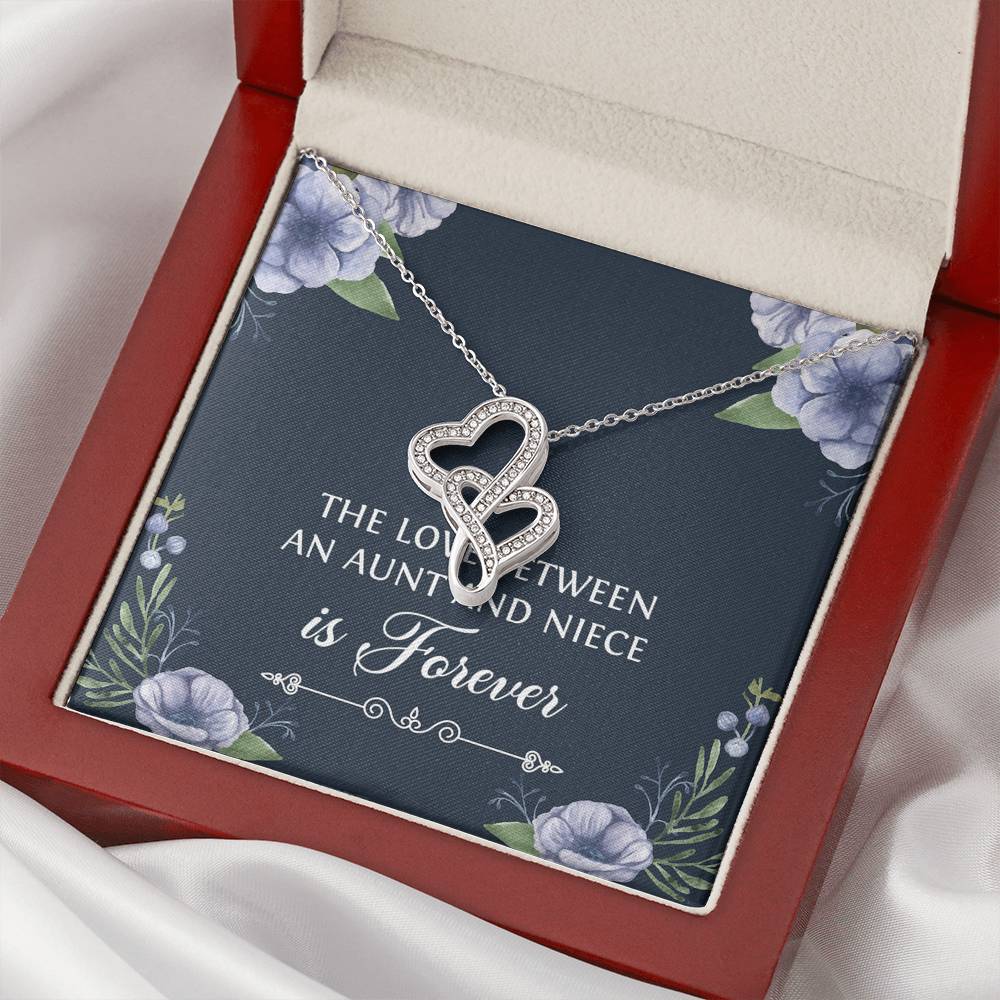 To My Niece  Gifts, The Love Between an Aunt and Niece, Double Heart Necklace For Women, Birthday Present Idea From Aunt