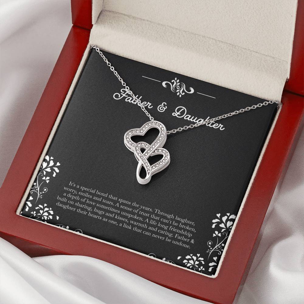 To My Daughter Gifts, Father and Daughter Bond, Double Heart Necklace For Women, Birthday Present Idea From Dad