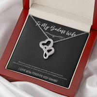 Load image into Gallery viewer, To My Badass Wife, Whenever You Feel Incompetent, Double Heart Necklace For Women, Anniversary Birthday Valentines Day Gifts From Husband
