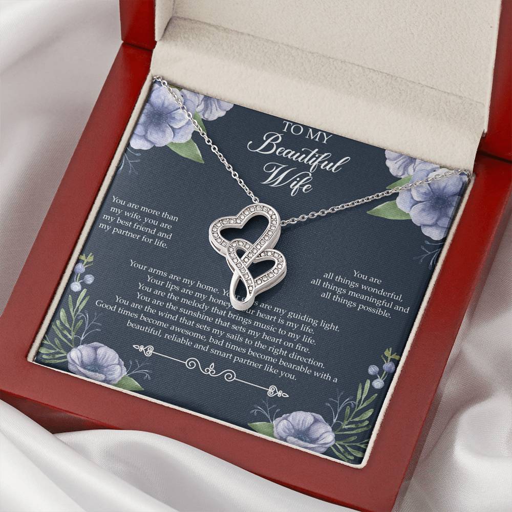 To My Wife, You Are More Than My Wife, Double Heart Necklace For Women, Anniversary Birthday Gifts From Husband