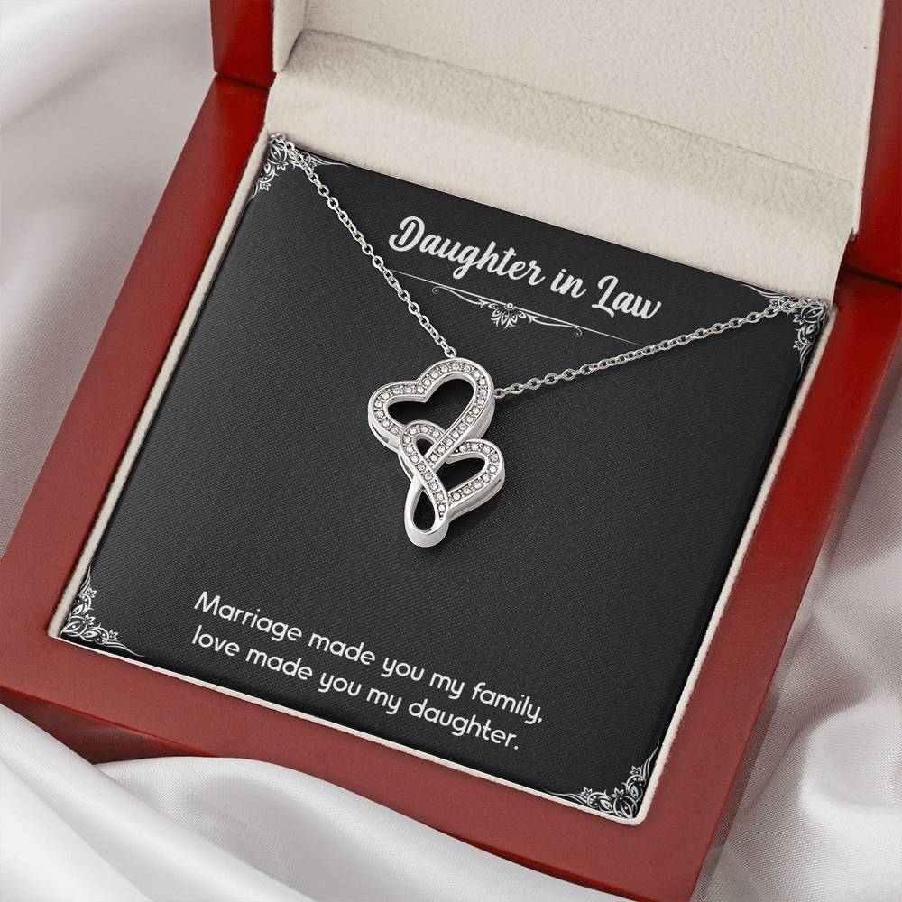 To My Daughter-in-law Gifts, Love Made You My Daughter, Double Heart Necklace For Women, Birthday Present Idea From Mother-in-law